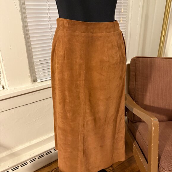 vintage bohemian suede tie front midi aline 80s brown skirt (very chloe!!!) - Picture 2 of 6